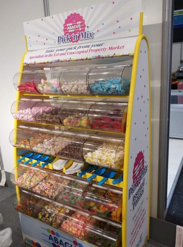 Branded pick and mix stand for a corporate event