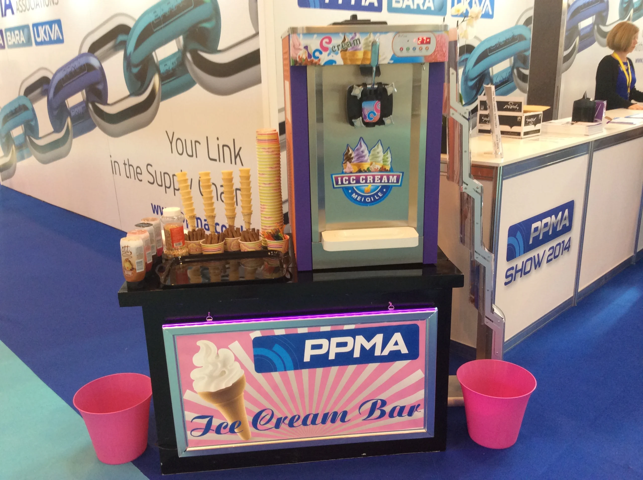 Branded ice cream machine at a corporate event