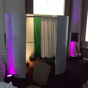 White oval photo booth