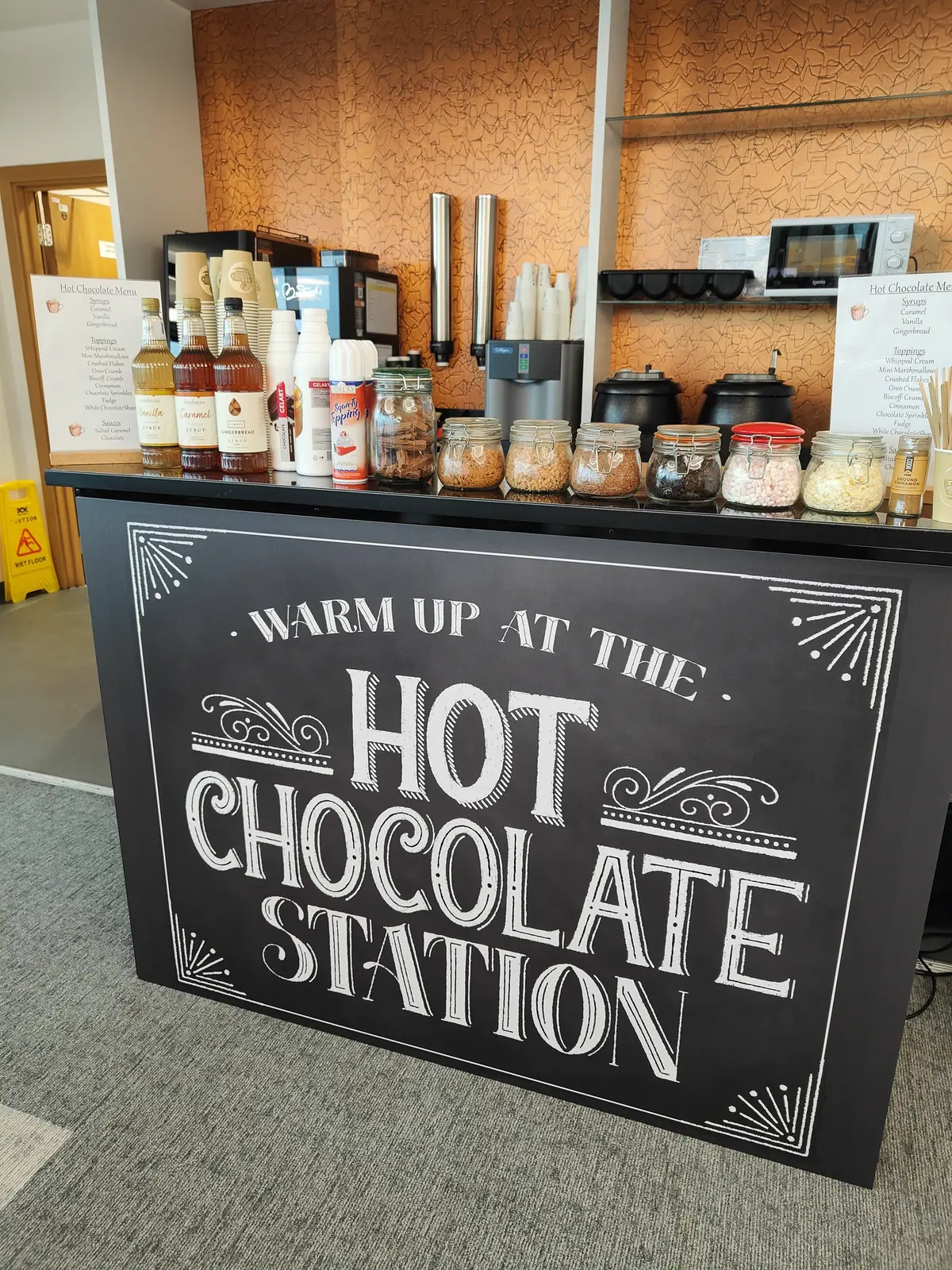 Hot chocolate station with toppings