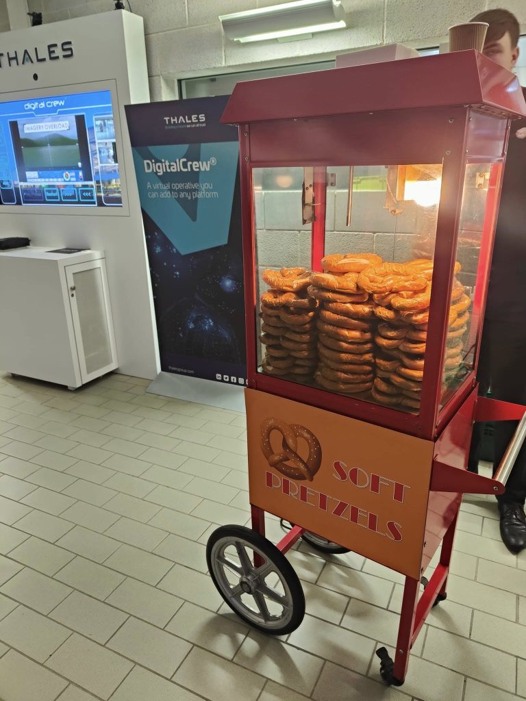 Pretzel cart with warm soft pretzels